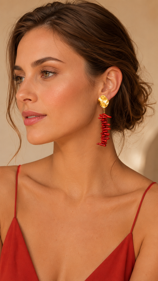 PENDIENTES CORAL MEDITERRÁNEO